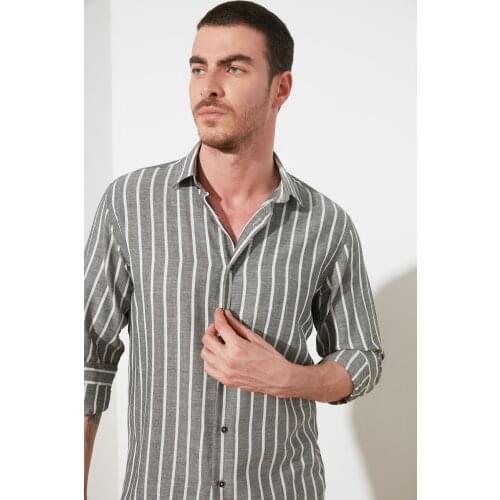 Trendyol Men 'S Relax Fit Single Pocket Striped Shirt TMNSS21GO0182