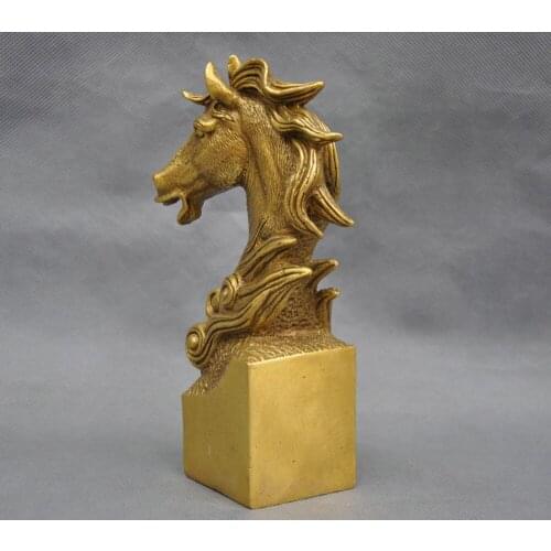 8 ''elaborado China Zodíaco Animal caballo cabeza latón busto estatua