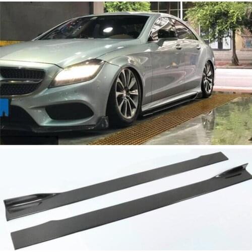 High Quality REAL CARBON FIBER SIDE BODY SKIRTS KIT LIP COVER FOR Mercedes-Benz W218 CLS 260 300 320 350 400 63 2012-2018