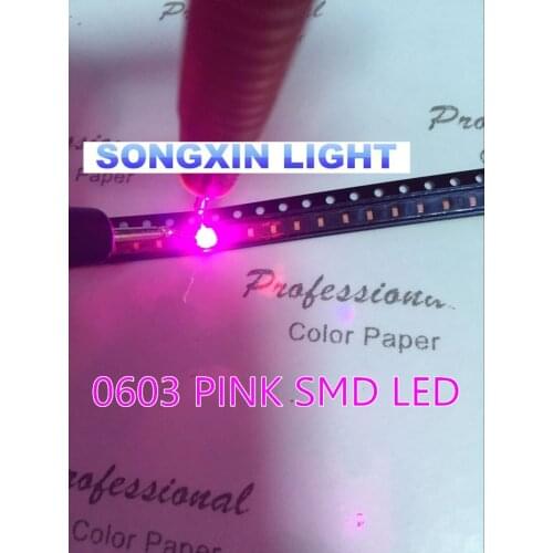 XIASONGXIN LIGHT 100pcs SMD/SMT Super Bright Surface Mount 0603 1608 Light Emitting Diode LED Diode LED 0603 Pink SMD LED
