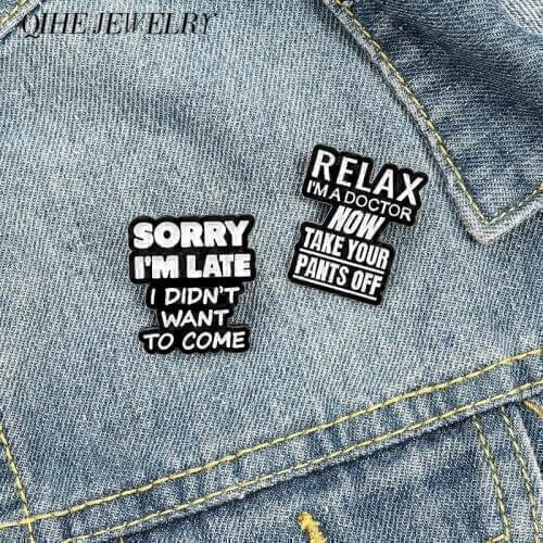 Funny Letter Enamel Pins Humorous Quote Brooches Inspired Badges Introverts Lapel pin Socially Anxious Jewelry