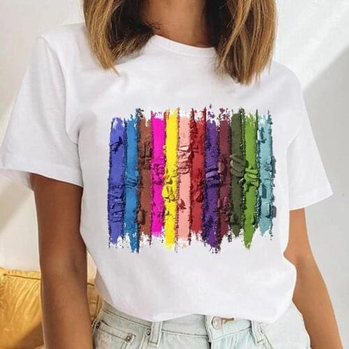 Women Make Up Beauty 2021 Trend Casual Female Short Sleeve Cartoon Clothes Tops Print Cute Ladies Tees Tshirt Graphic T-Shirt