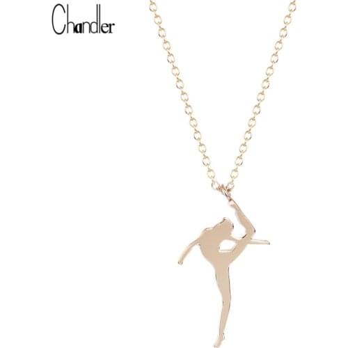 Silver Plated Ballet Dancing Dancer Pendant Necklace For Women Clavicle Chain Handmade Wedding Bridal Gift Tiffan Sporty Jewelry