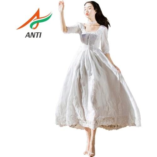 ANTI White A-Line Bow Sashes Embroidery Evening Dress Long Party Dresses Evening Gown Formal Dress Women Elegant Robe De Soiree