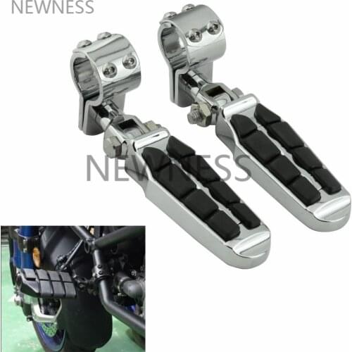 1" 1.25" Motor Highway Engine Crash Bar Guard Foot Pegs Clamp Footrest Mount Rest Rubber For Harley Chopper Bobber Cafe Racer