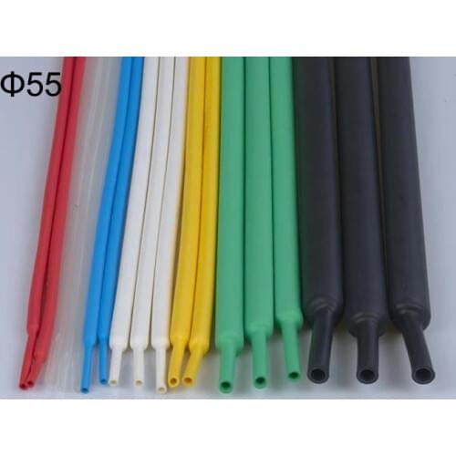 1M 55mm Dia High Temperature Black Soft Flexible Cable Sleeve Insulation Heat Silicone Rubber Shrinkable Tubing Shrinking Tube
