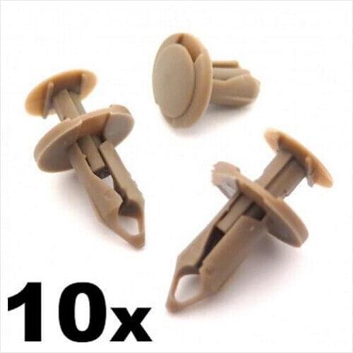 10x 8mm Long Beige / Tan Trim Clips- Perfect for VW T4 & T5 Carpet & Van Linings