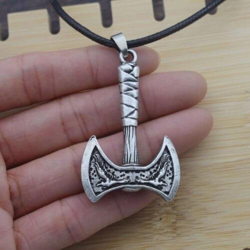 12pcs Viking Celtic Raven Axe Necklace Odins Symbol Pendant For Men Jewelry Gift