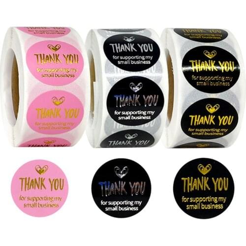 25mm Pink Silver Gold Thank You Sticker Packaging Seal Decoration Sticker Supplies Wedding Birthday Party Baking Gift Packaging