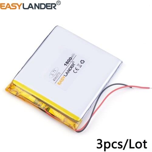 3pcs /Lot 3.7v lithium Li ion polymer rechargeable battery 406070 1800MAH GPS Mp5 Tablet battery E-book tablet pc power bank