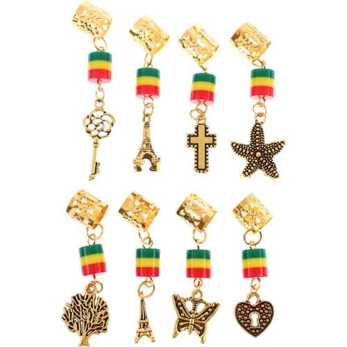 5 Pcs Hair Braid Dread Dreadlock Beads Rings Hair Jewelry Pendants Cuffs Decor Hair Styling Accessories