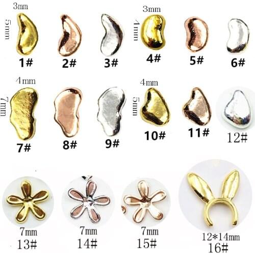50pcs/pack Japan 3D Nail Art Decorations Alloy Kawaii Flower Rabbit Nail Parts Metal Nail Accessory DIY Nail Tool Supplies