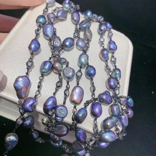 WT-RBC141 WKT Pearl Chain CZ And Pearl Beads Rosary Chain Gold Electroplated Rosary Chain For Women Stylish Jewelry