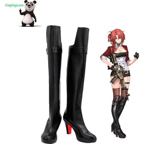 CosplayLove Girls' Frontline Murata Himeko Black Cosplay Shoes Long Boots Leather Custom Hand Made For Halloween