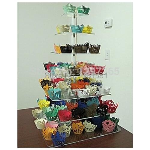 Hot !/cooking tools/ !Clear 7 Tier Square Acrylic Wedding Cake Display Stand Perspex Birthday Cupcake Stand