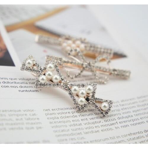 Hot Sale Korean Crystal Pearl Elegant Women Barrettes Hair Clip Hairgrips Hair Accessories