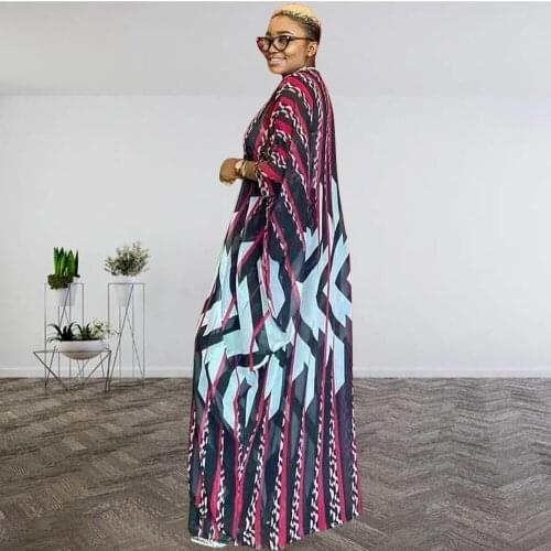 Muslim Set Geometric pattern printing American Clothing African Design Loose Robe Lady Party European Clothes Abaya Dubai