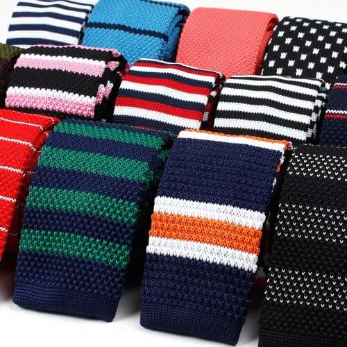 Mens Knitted Tie Leisure Triangle Striped Neckties For Man Woven Tie New British Style Skinny Cravate For Party Knitting Ties