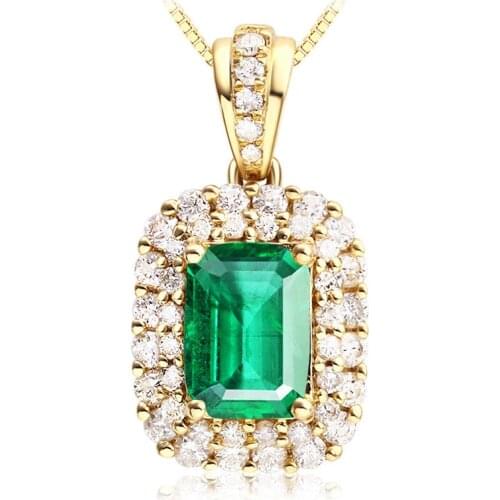 Natural Emerald Pendant Necklace For Women 925 Sterling Silver 18k Rose Gold Color Diamond Necklaces Green tourmaline Pendants