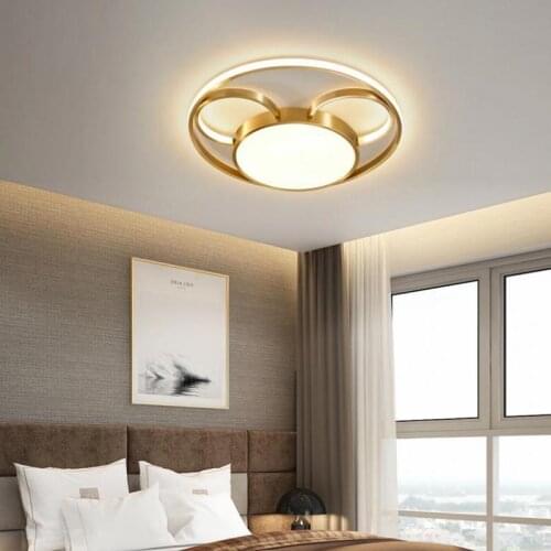 Nordic LED strip office Lighting study Led Ceiling Light Ultra Thin Bedroom Light Modern Restaurant Corridor copper ceiling Lamp