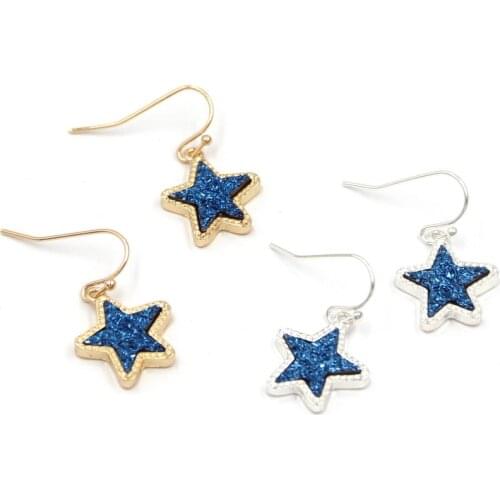 2020 New Christmas Gift Resin Druzy Small Star Dangle Earrings for Women