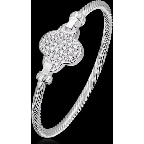 Cxwind New Fashion Twist Knot Nail Bangle Zircon Heart Knot Bracelet Bangle Cross Inlaid Bracelets for Women Lovely Cuff Jewelry