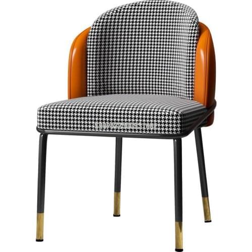 Dining chair home light luxury nordic fabric houndstooth net red makeup chair modern casual restaurant desk chair backrest