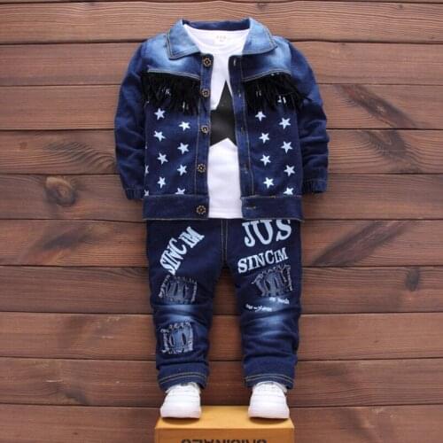 Children Clothing Autumn Winter Boys Sport Suit Baby Boys Clothes Boys Sets Kids Clothes Denim Jacket+T-shirt+Jeans 3Pcs Outfits