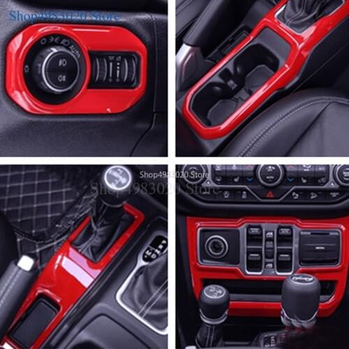 Interior Dashboard AC Air Vent Chrome Red Color Cover Trim Kit Interior patch panel For Jeep Wrangler 2018 Car Accessories