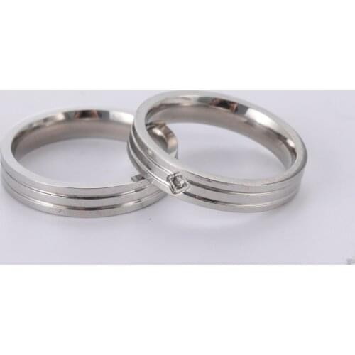 COOLTIME Rhinestone Zircon Couple Rings Engagement Wedding Gift for Women Rings Men Stainless Steel Rings New Fashion Jewelry