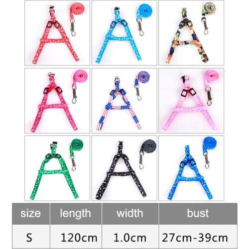 1Pc Adjustable Polyester Fiber Interactive Toy Pet Dog Collars Chain Toy Harness Lead Leash Printed Chest Back Pet Traction Rope