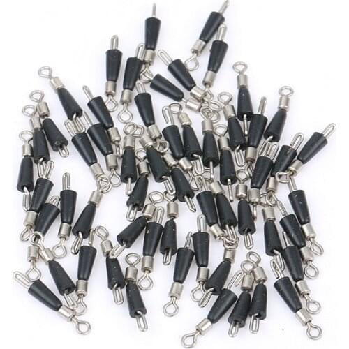 50pcs/ Set Stainless Steel Barrel Swivel Solid Rings Fishing Pin Connector Interlock Snap Fishhook Lure Fishing Accessories
