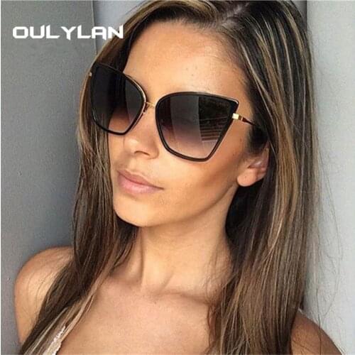 Oulylan Luxury Cat Eye Sunglasses Women Men Retro Mirror Sun Glasses Ladies Brand Design High Quality Metal Eyewear UV400