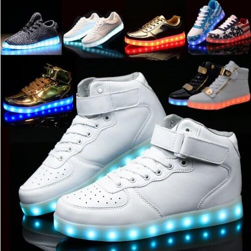 Big Size 25-46 Couples Womens&Mens Luminous Sneakers Glowing USB Charge Boys LED Shoes Girls Footwear LED Street Shoes