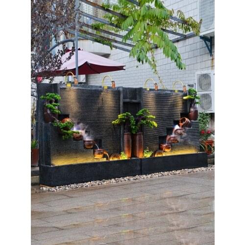 TT Water Curtain Wall Rockery Fountain Large Flowing Water Ornaments Screen Lucky Courtyard Living Room Office