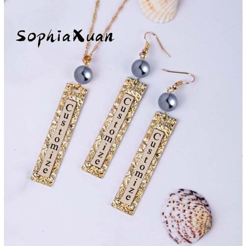 SophiaXuan Unique Necklace Custom Name Letter Jewelry Sets Fashion Polynesian Hawaiian Necklace Earrings Set Wholesale for Women