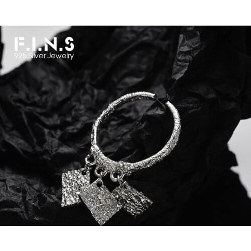 F.I.N.S Unique Versatile S925 Sterling Silver Ring Square Tag Open Thin Rings Concave and Convex Silver 925 Fine Jewelry