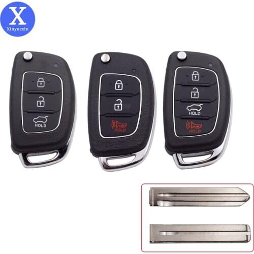 XINYUEXIN Replacement Flip Remote Key Fob Car Key Shell Case Fob for Hyundai Tucson Santa Fe IX35 I20 IX45 Key Shell 3 4 Buttons