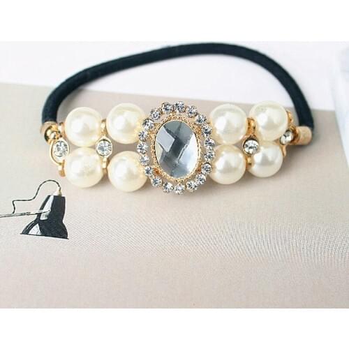 New Fashion Woman Hair Accessories Elegant Imitation Pearls Rubber Headbands Elastic Headwear Crystal Hair Rope Ornaments Gifts