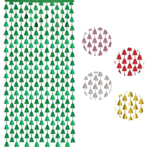 1M*2M Christmas Decorations For Home Green Rose Gold Silver Christmas Decoration PET Christmas Home Decoration Tinsel Backdrop