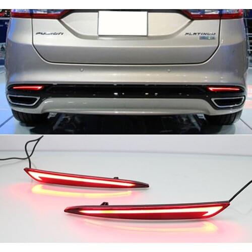2PCS For Ford Mondeo Fusion 2013 2014 2015 2016 2017 2018 LED Rear Fog Bumper Light Lamp Brake Light Turn Signal Light Reflector