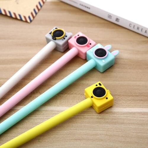 4pcs Kawaii Camera Gel Pen Black Ink Signature Pens Creative Stationery Student Writing Tools School Office Supplies