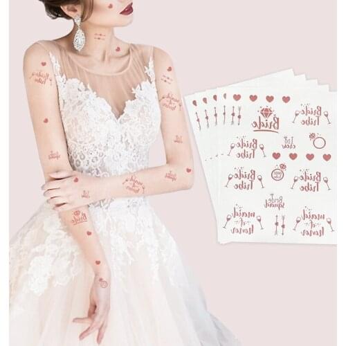 3pcs Bride Tattoo Stickers Temporary Tattoo Heart DIY Waterproof Sticker Bachelor Party Decor Bride Wedding Decorations Supplies