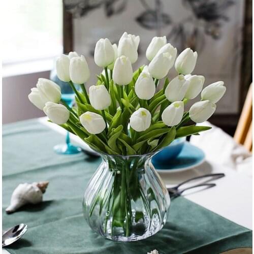 30PCS/LOT Tulip Flower Real Touch Wedding Flower Bouquet Artificial Silk Flowers For Home Party Decoration