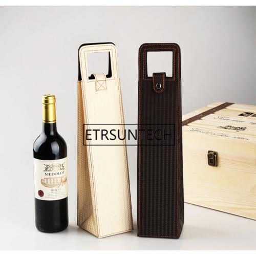 30pcs/lot Luxury Portable PU Leather Wine Bags Red Wine Bottle Packaging Case Gift Storage Boxes With Handle Bar Accessories