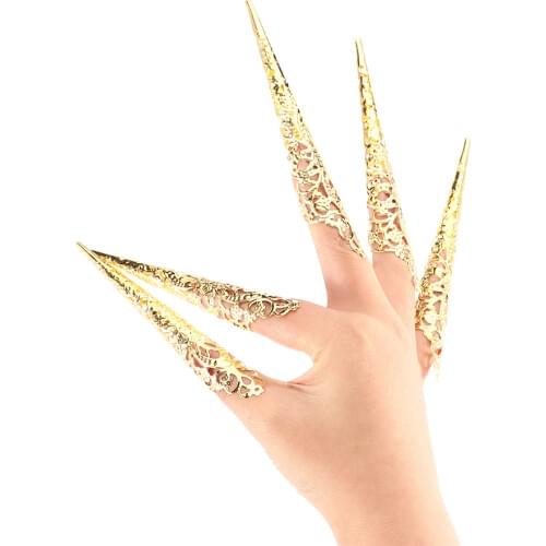 5 Pcs Ancient Costume Antique Style Queen Nail Rings Set Knuckle Finger Ring Finger Tip Protection Belly Dance Accessories