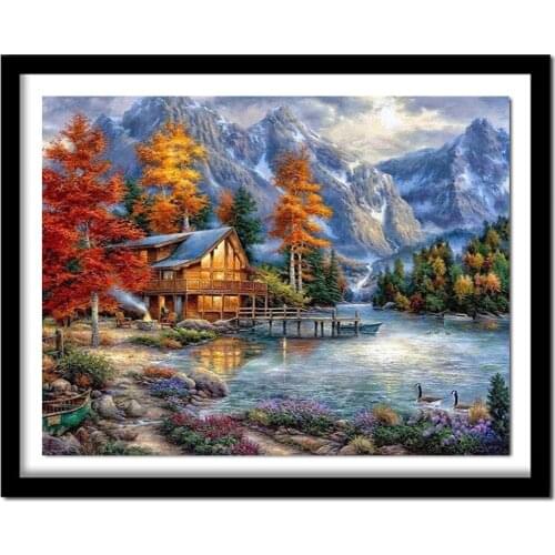 Nabi 5D Diamond Painting Full Square Scenery Dream House Round Diamont Painting Diamond Embroidery Rhinestone Pasted 049TT