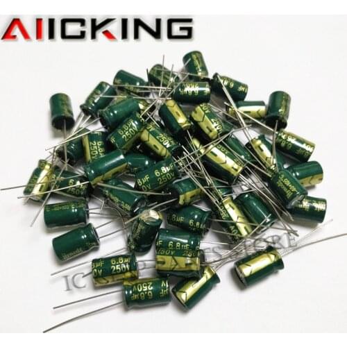 6.8UF 250V 8*12mm Electrolytic capacitor 50pcs Higt quality DIP 6.8UF 250V Electrolytic capacitor NEW in stock