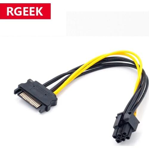 RGEEK 20CM SATA 15pin to 6 Pin PCI-E PCIE Express Graphics Converter Adapter Cables