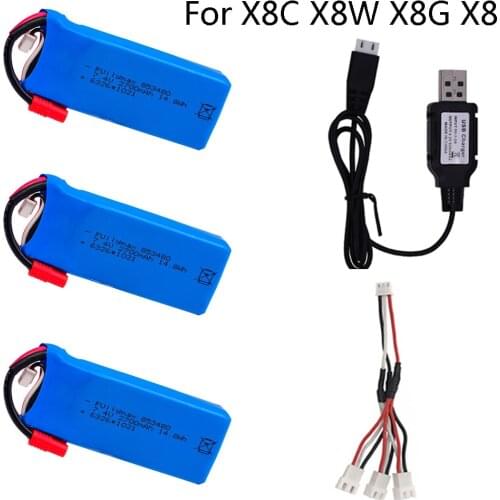 Lipo Battery 2S 7.4v 2700mAh with USB Charger for Syma X8C X8W X8G X8 RC Drones Quadcopter Spare Parts 7.4V rechargeable battery